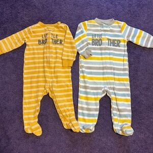 Carter's "Little Brother" footed Onesies -6 months